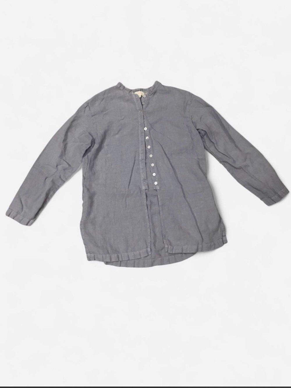 J.Jill Coastal gray 100% linen button-up blouse in XS